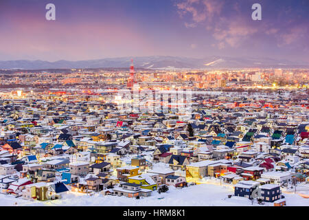 Asahikawa, Japan Winter Stadtbild in Hokkaido. Stockfoto