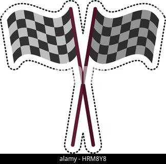 Cartoon gekreuzt Flagge Start racing design Stock Vektor
