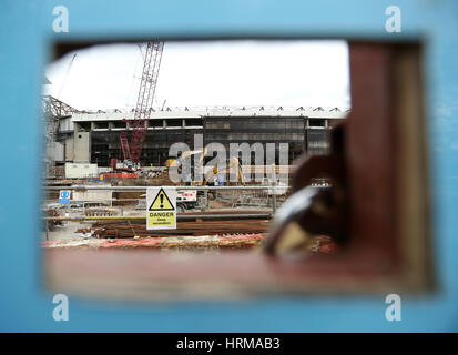 Einen Überblick über die Bauarbeiten an der White Hart Lane Stockfoto