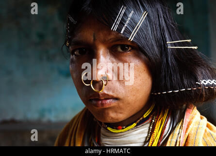 Frau aus dem Stamm Dongriya Kondh (Indien) Stockfoto