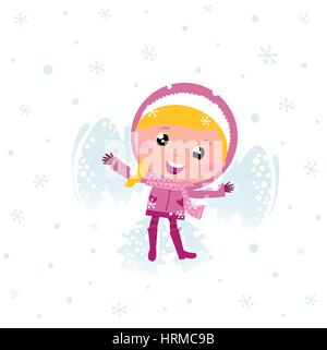 11383449 - süße Winter Eskimo Kind Engel im Schnee machen. Vektor-Cartoon-illustration Stockfoto