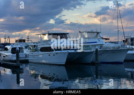 Freizeit- und kommerziellen Schiffe Liegeplatz in der Marina in Nelson Bay. Stockfoto