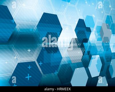 Technik Hintergrund blau hell in digitale Vektor mit Sechseck futuristische abstrakt. Stock Vektor