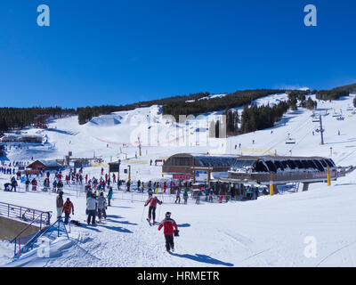 Sesselbahnen, Peak 8 Base, winter Breckenridge Ski Resort, Breckenridge, Colorado. Stockfoto