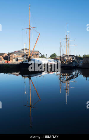 Szenen aus den wichtigsten Becken Gloucester Docks, Großbritanniens am Binnenhafen, in Südengland auf den Gloucester & Schärfe-Kanal. Stockfoto