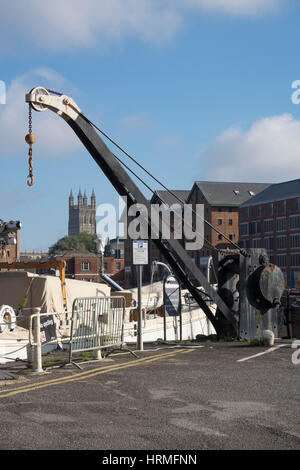 Szenen aus den wichtigsten Becken Gloucester Docks, Großbritanniens am Binnenhafen, in Südengland auf den Gloucester & Schärfe-Kanal. Stockfoto