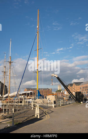 Szenen aus den wichtigsten Becken Gloucester Docks, Großbritanniens am Binnenhafen, in Südengland auf den Gloucester & Schärfe-Kanal. Stockfoto