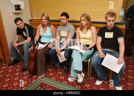 Fame Academy Hörproben im Marriott Hotel, Cardiff, Wales, Großbritannien Stockfoto