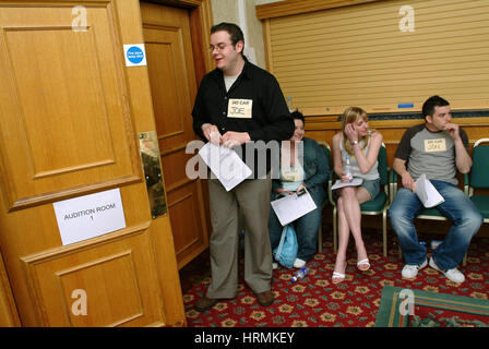 Fame Academy Hörproben im Marriott Hotel, Cardiff, Wales, Großbritannien Stockfoto