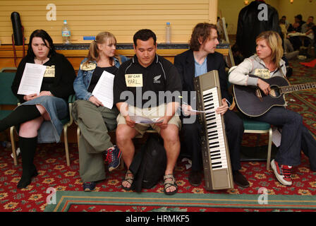 Fame Academy Hörproben im Marriott Hotel, Cardiff, Wales, Großbritannien Stockfoto