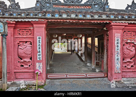 Japanische überdachte Brücke. Hoi an eine alte Stadt, Provinz Quang Nam, Vietnam. Stockfoto