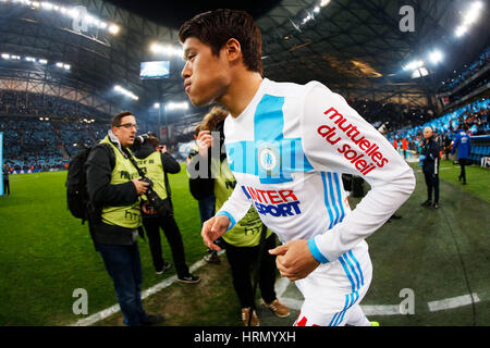 Hiroki Sakai (Marseille), 26. Februar 2017 - Fußball / Fußball: Französisch "Ligue 1" match zwischen Olympique de Marseille 1-5 Paris Saint-Germain im Stade Vélodrome in Marseille, Frankreich. (Foto von D.Nakashima/AFLO) Stockfoto