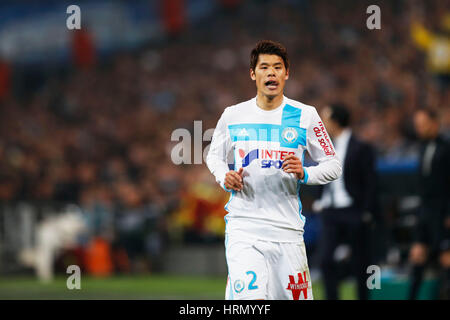 Hiroki Sakai (Marseille), 26. Februar 2017 - Fußball / Fußball: Französisch "Ligue 1" match zwischen Olympique de Marseille 1-5 Paris Saint-Germain im Stade Vélodrome in Marseille, Frankreich. (Foto von D.Nakashima/AFLO) Stockfoto