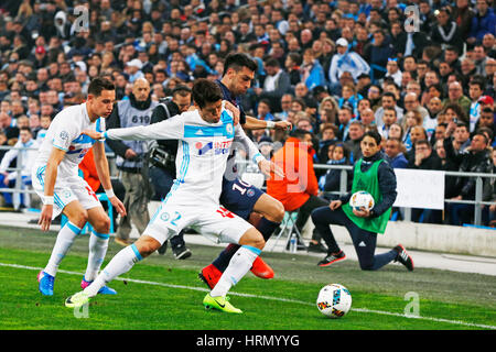 Hiroki Sakai (Marseille), 26. Februar 2017 - Fußball / Fußball: Französisch "Ligue 1" match zwischen Olympique de Marseille 1-5 Paris Saint-Germain im Stade Vélodrome in Marseille, Frankreich. (Foto von D.Nakashima/AFLO) Stockfoto