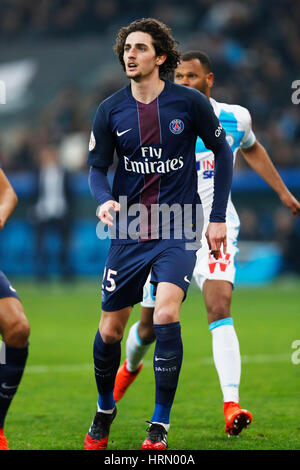 Adrien Rabiot (PSG), 26. Februar 2017 - Fußball / Fußball: Französisch "Ligue 1" match zwischen Olympique de Marseille 1-5 Paris Saint-Germain im Stade Vélodrome in Marseille, Frankreich. (Foto von D.Nakashima/AFLO) Stockfoto