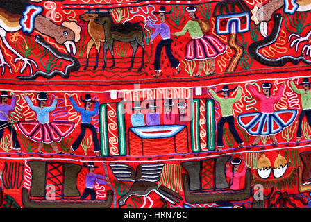 Peruanische gewebt und gestickten Wandbehang Stockfoto