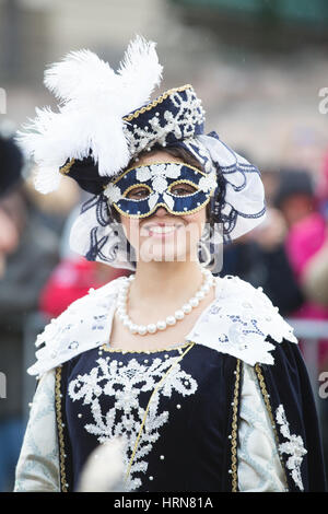 Die Parade statt Renaissance im Zentrum von Rom, bei der neunten Auflage des Roman Carnival, Samstag, 25. Februar 2017, Piazza del Popolo, Rom Stockfoto