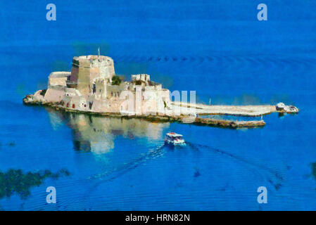 Bourtzi-Festung in der Stadt Nafplio, Peloponnes, Griechenland Stockfoto
