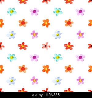 Aquarell Frühling Blumen nahtlose Muster Stockfoto
