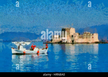Bourtzi-Festung in Nafplio, Peloponnes, Griechenland Stockfoto