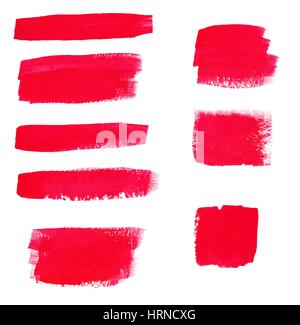 Hand-Zeichnung rot Texturen von Pinselstrichen in zufällige Form Stock Vektor