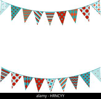 Bunting-Hintergrund im flachen Stil. Stock Vektor