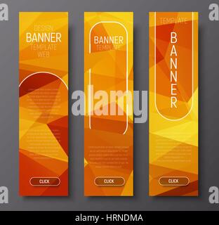 Vorlage-vertikale Web-Banner mit polygonalen abstrakte Goldgrund mit transparenten Elementen. Vektor-Illustration. Satz Stock Vektor