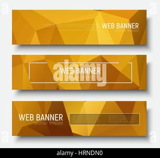 Vorlage, Banner horizontal Web mit polygonalen Goldgrund und Rahmen für Text. Vektor-Illustration. Stock Vektor