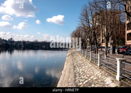 Promenade von Sesto Calende - Ticino-See Stockfoto