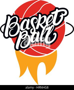 Basketball handgeschriebenen Schriftzug, Logo, Emblem, Aufkleber, Abzeichen. Isoliert auf weißem Hintergrund. Vektor-illustration Stock Vektor