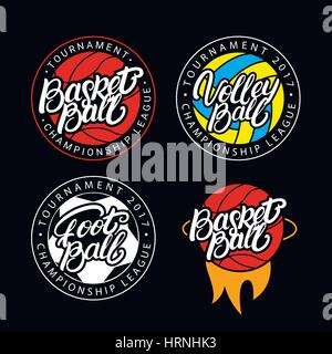 Sport Logo Satz von Basketball, Volleyball, Fußball. Stock Vektor