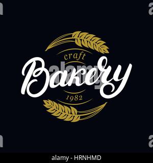 Bäckerei handgeschriebenen Schriftzug, Logo, Aufkleber, Abzeichen, Emblem. Stock Vektor
