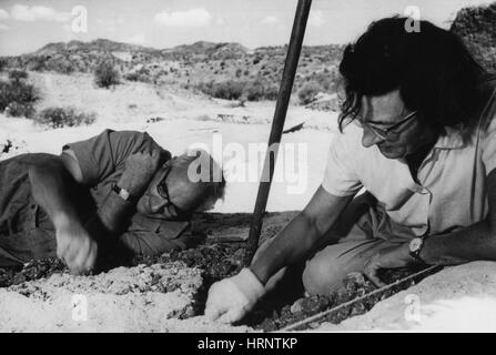 Louis und Mary Leakey, Oduvai Schlucht Stockfoto