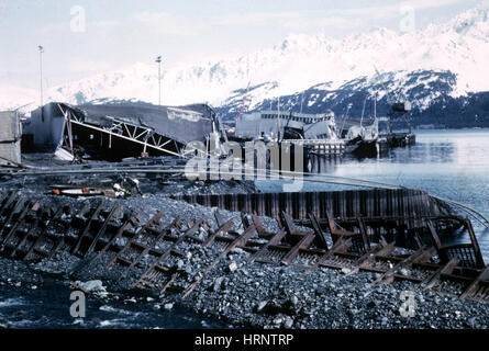 Große Alaska Erdbeben und Tsunami, 1964 Stockfoto