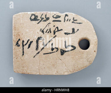 Ägyptische Mumie Label, Zeichnung von Horus Stockfoto