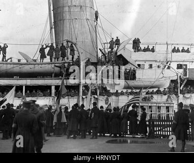 WWI, NYC, Infanterie Truppen nach Hause zurückkehren, 1919 Stockfoto