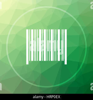 Barcode-Symbol. Schaltfläche "Barcode Webseite" auf grünen low-Poly-Hintergrund. Stockfoto