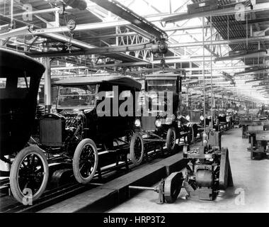 Ford Modell T Fließband, 1920er Jahre Stockfoto