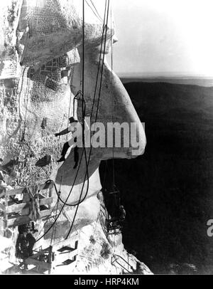 Carving-Lincoln am Mount Rushmore, 1936 Stockfoto