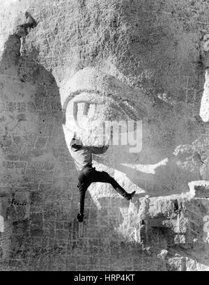 Arbeiten am Mount Rushmore Auge, 1930er Jahre Stockfoto