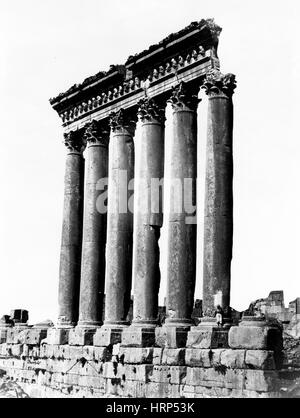 Tempel des Jupiter Kolonnade, Baalbek, der 1870er Jahre Stockfoto