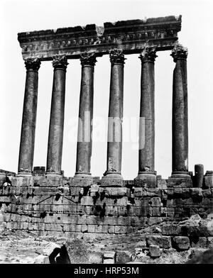 Tempel des Jupiter Kolonnade, Baalbek, der 1870er Jahre Stockfoto