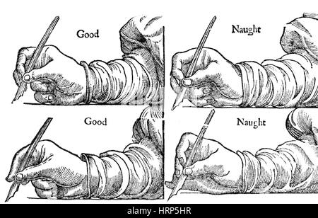 Wie man den Stift halten 1611 Stockfoto