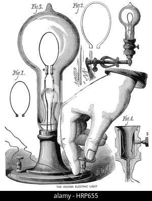 Thomas Edison, Glühlampe, 1880 Stockfoto