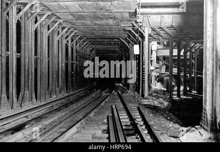 New Yorker U-Bahn Bau, 1915 Stockfoto