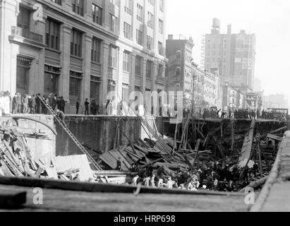 New Yorker U-Bahn Bau Einsturz, 1915 Stockfoto