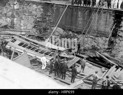 New Yorker U-Bahn Bau Einsturz, 1915 Stockfoto