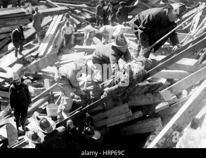 New Yorker U-Bahn Bau Einsturz, 1915 Stockfoto