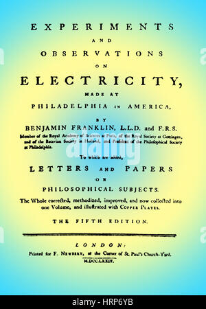 Franklins "Experimente mit Strom", 1774 Stockfoto