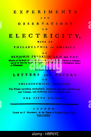 Franklins "Experimente mit Strom", 1774 Stockfoto